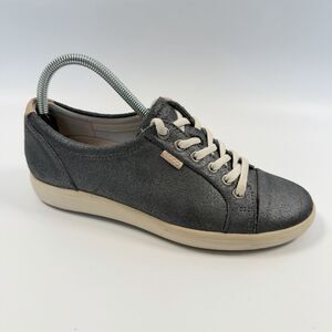 ECCO Soft 7 Women's Sneakers Shoes Leather Metallic Gray Size EU 38 US 7-7.5